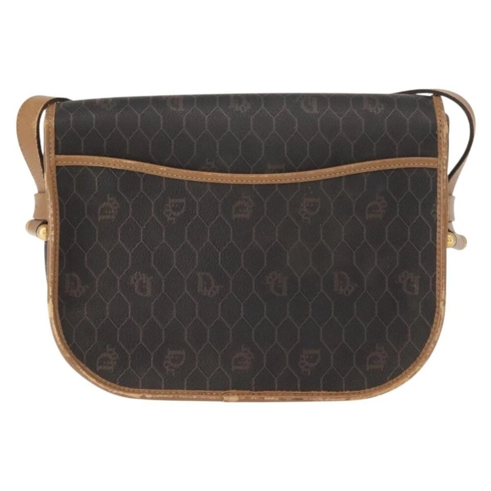 Christian Dior Honeycomb Canvas Shoulder Bag PVC Black Gold Auth BA7309 - Picture 3 of 16
